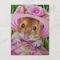 Rato em Bonnet achado de Ovos Rosa, Arte de Aquare