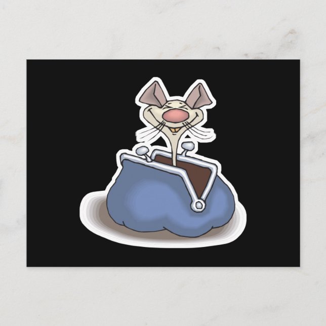 Cartão Postal rato engraçado na bolsa de troca (Frente)