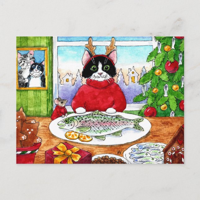 Cartão Postal Rato-gato-gato-do-mato-doce Cartaz de Natal (Frente)