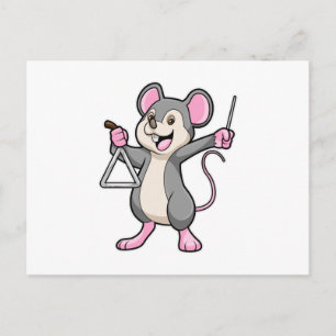 Cartão Postal Rato na Música com Triângulo