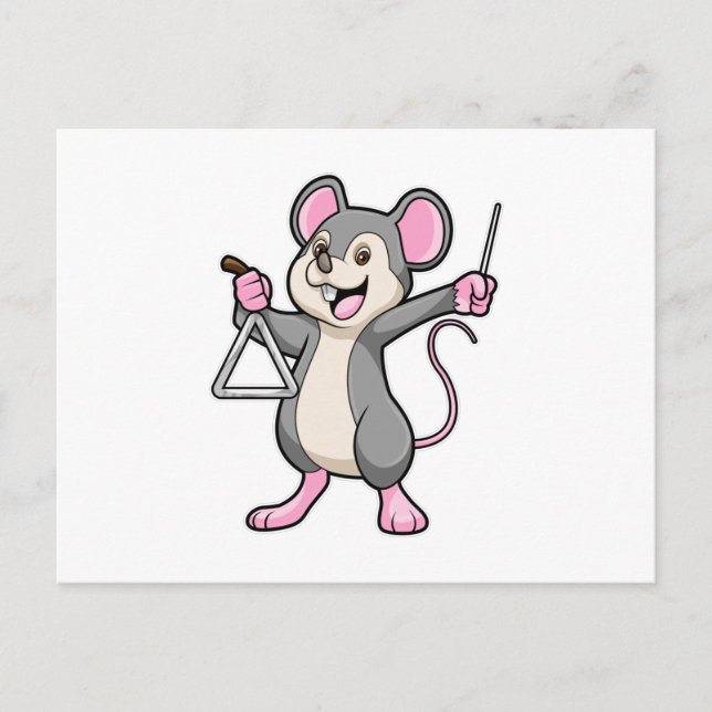 Cartão Postal Rato na Música com Triângulo (Frente)
