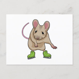Cartão Postal Rato Patinação no gelo Patins de gelo