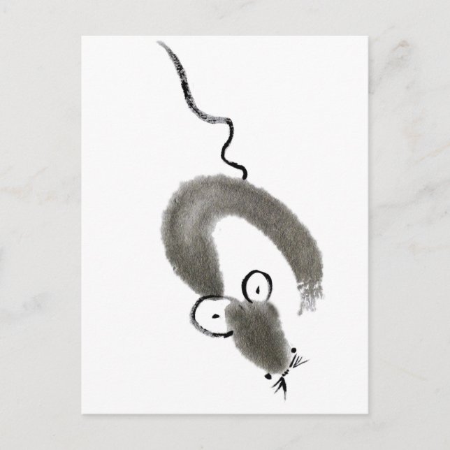 Cartão Postal Rato, Sumi-e (Frente)