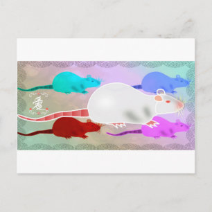 Cartão Postal Ratos Trippy do animal de estimação do arco-íri