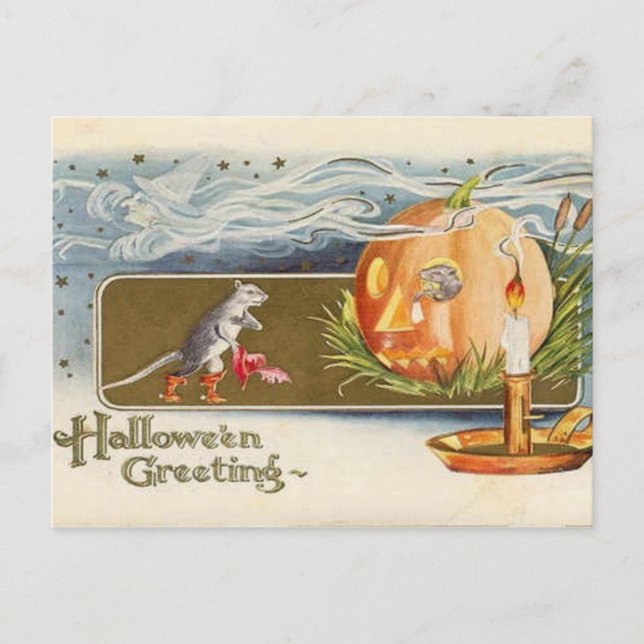 Cartão Postal Ratos Vintage Halloween KRW (Frente)