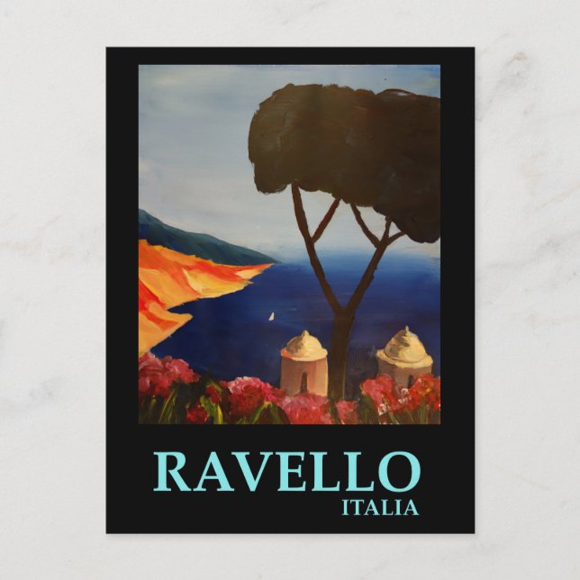 Cartão Postal Ravello Salerno Itália Vista da Costa Amalfi (Frente)