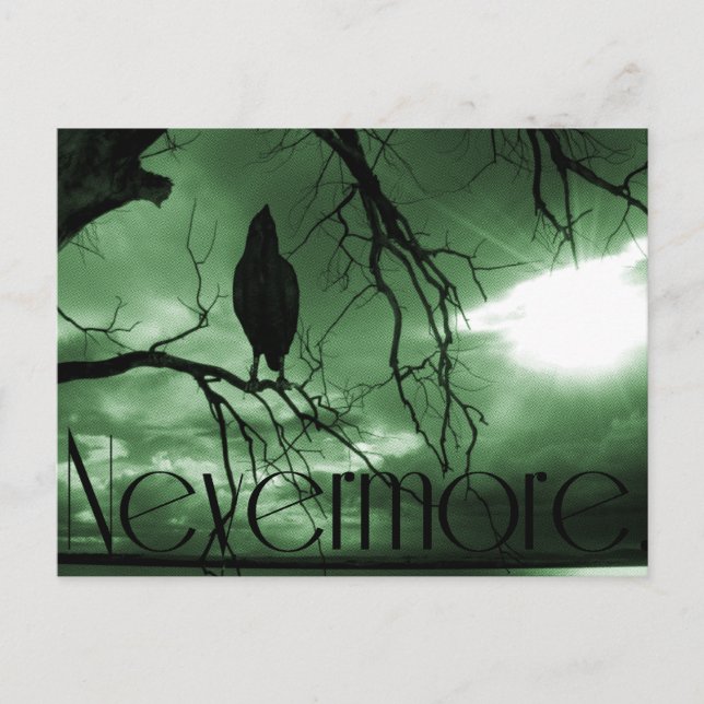 Cartão Postal Raven - Árvore de raios solares - Verde (Frente)