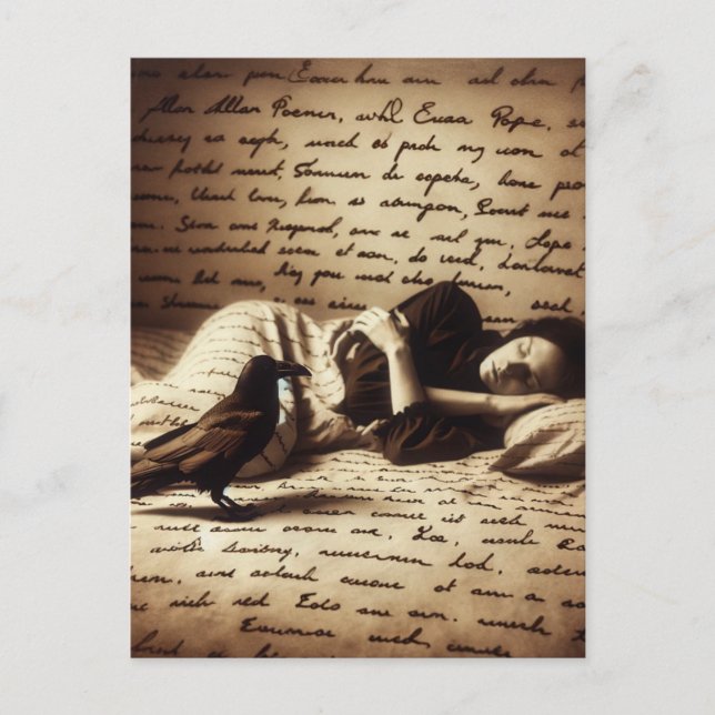 Cartão Postal Raven Assiste A Mulher Dormindo (Frente)