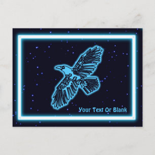 Cartão Postal Raven Azul Brilhante Nas Estrelas