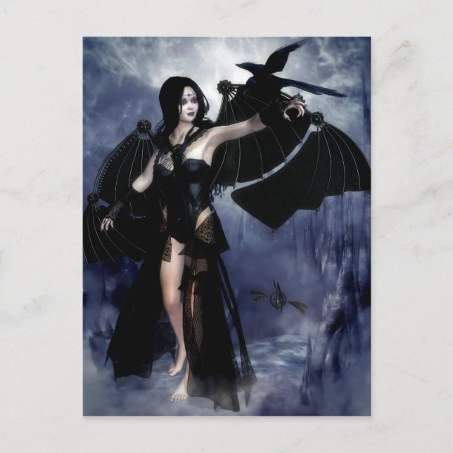 Cartão Postal Raven do Cartão-postal da Noite (Frente)