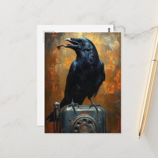 Cartão Postal Raven em um telefone virtual (Frente/Verso In Situ)
