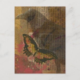 Cartão Postal Raven Grunge Collage
