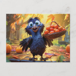 Cartão Postal Raven Harvesting Apples And Pumpkins In Autumn