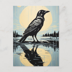 Cartão Postal Raven na água