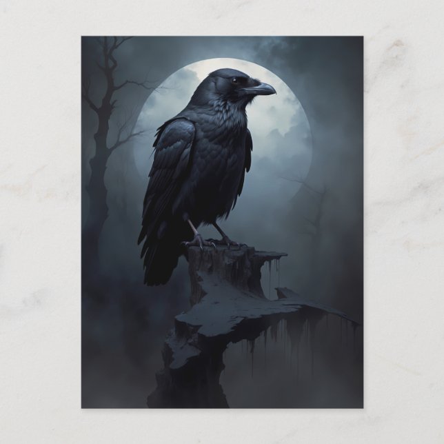 Cartão Postal raven na noite escura (Frente)