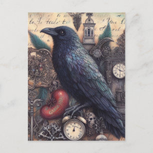 Cartão Postal Raven Poe Collage