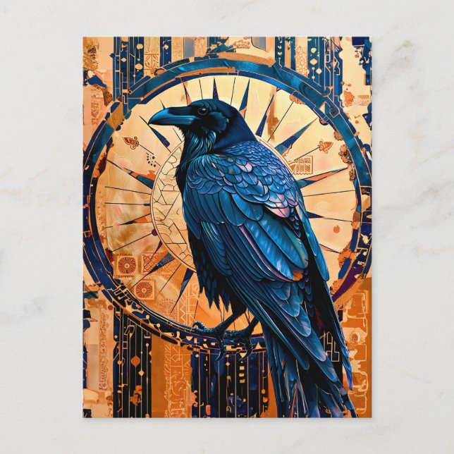 Cartão Postal Raven Totem – Mystic Art Deco Symbol (Frente)
