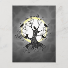 Cartão Postal Raven Tree with Moon
