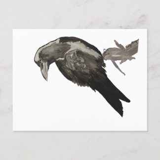 Cartão Postal Raven Watercolor Postcard