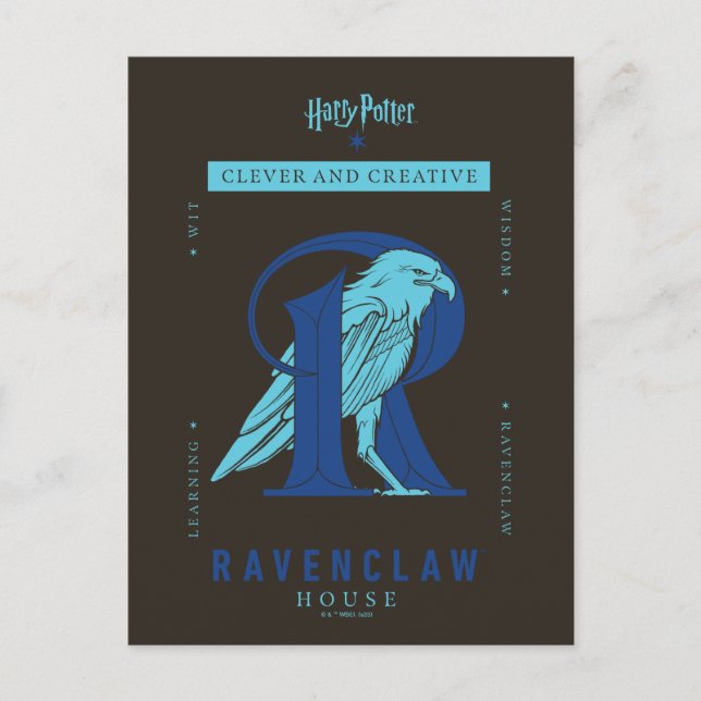 Cartão Postal RAVENCLAW™ House Clever e Creative (Frente)