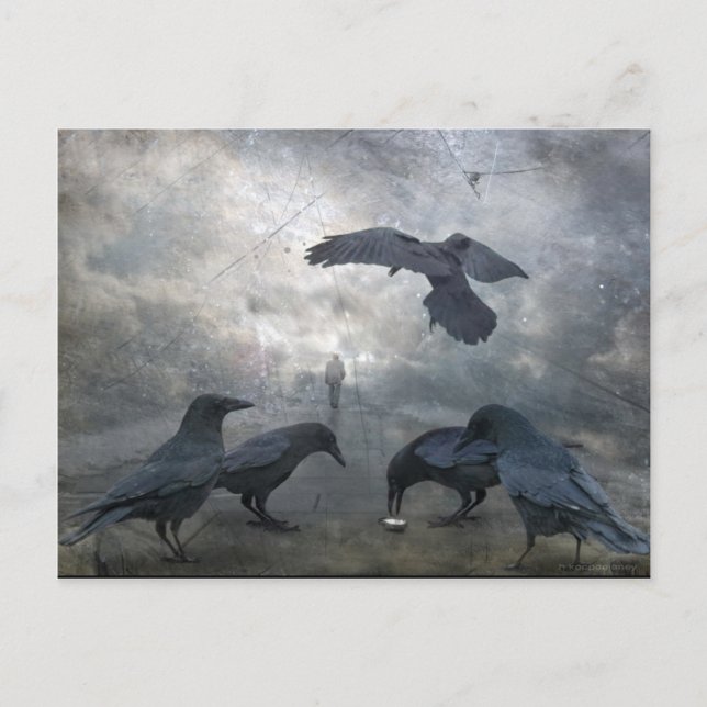 Cartão Postal Ravens brincam com o tempo perdido (Frente)