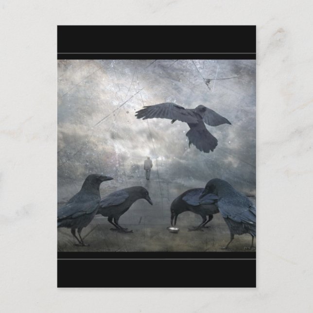 Cartão Postal Ravens brincam com o tempo perdido (Frente)