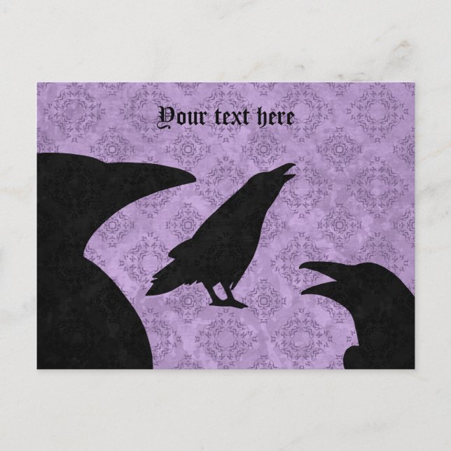 Cartão Postal Ravens góticos negros e roxos (Frente)
