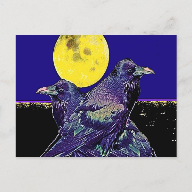 Cartão Postal Ravens Spooky Moon @ por Sharles (Frente)
