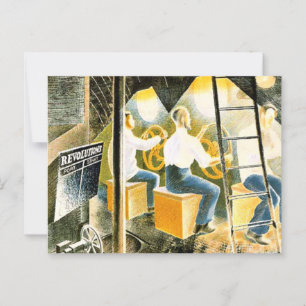 Cartão Postal Ravílio - Homens Operando Controlos Submarinos