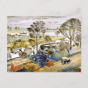 Cartão Postal Ravilious - Rio Tames em Hemmersmith