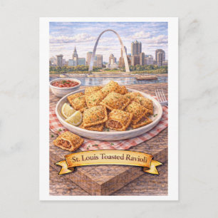 Cartão Postal Ravioli Tostada de St. Louis (Série de Comida Amer