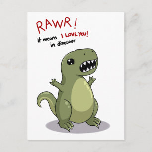 Cartão Postal Rawr quer dizer que te amo no Dinossauro