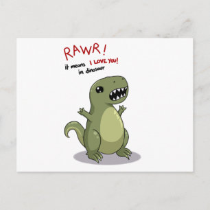 Cartão Postal Rawr quer dizer que te amo no Dinossauro