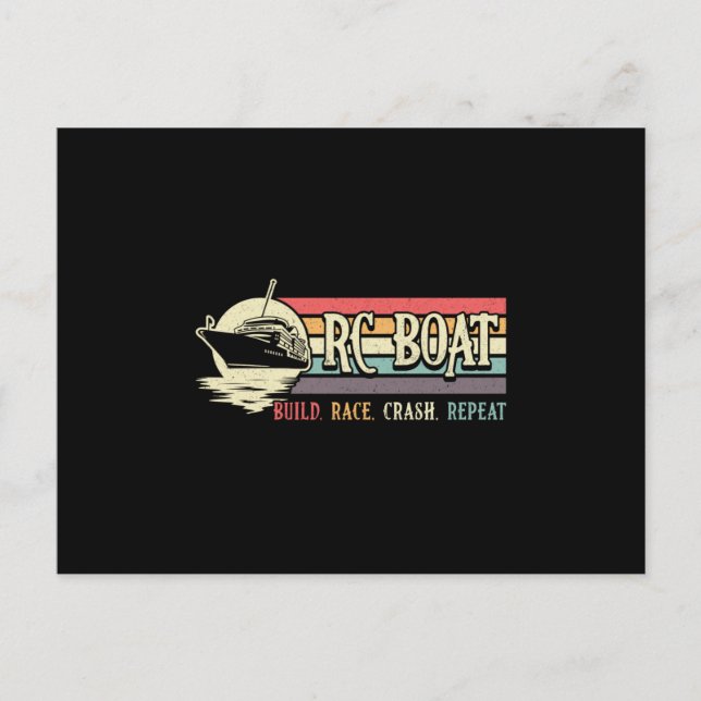 Cartão Postal RC Boat Build Race Crash Repetir Modelo RC Boats (Frente)