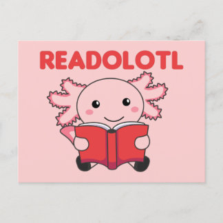 Cartão Postal Readolott Um Axolotl Que Lê Muitos Livros De Carro