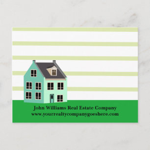 Cartão Postal Real Estate Company House Modern Green Striped