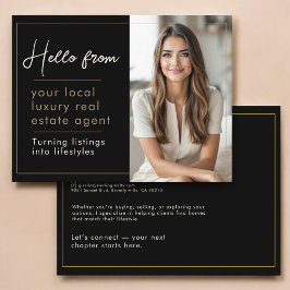 Cartão Postal Real Estate Marketing Black Gold