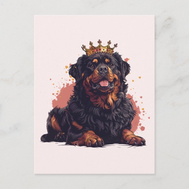Cartão Postal Real Rottweiler - Coroa Rainha do Cachorro (Frente)
