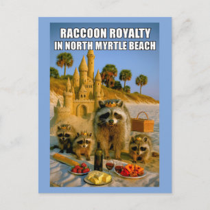 Cartão Postal Realeza de Guaxinim Divertida em North Myrtle Beac