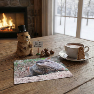Cartão Postal Realistic Groundhog Sitting By Burrow Nature Photo