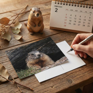 Cartão Postal Realistic Nature Groundhog Peeking From Rocky Cave