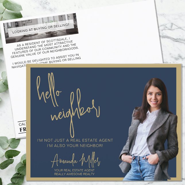 Cartão Postal Realtor Mailer Real Estate Marketing Farming Hello (Criador carregado)