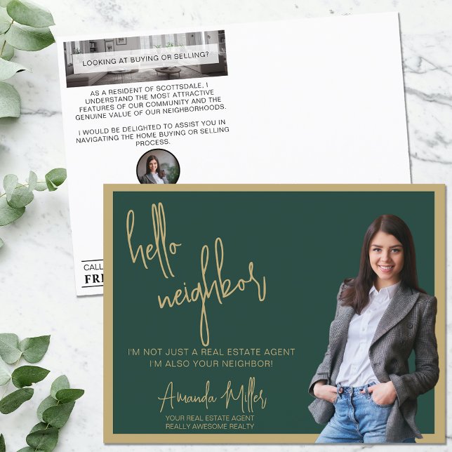 Cartão Postal Realtor Mailer Real Estate Marketing Farming Hello (Criador carregado)