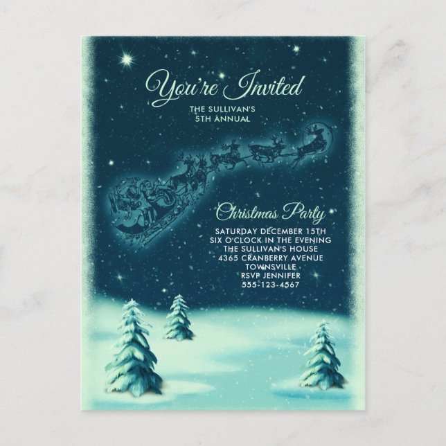 Cartão Postal Rebeldes Puxando a Festa de Natal do Papai Noel (Frente)