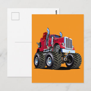 Cartão Postal Reboque de monstro de desenho animado
