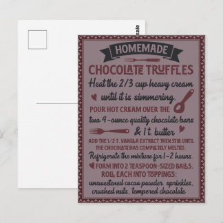 Cartão Postal Receita Caseira de Trufa de Chocolate para o Dia d