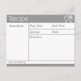 Cartão Postal Receita Cinza Simples Sem Linha