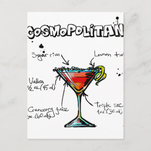 Cartão Postal Receita Cosmopolita de Cocktail