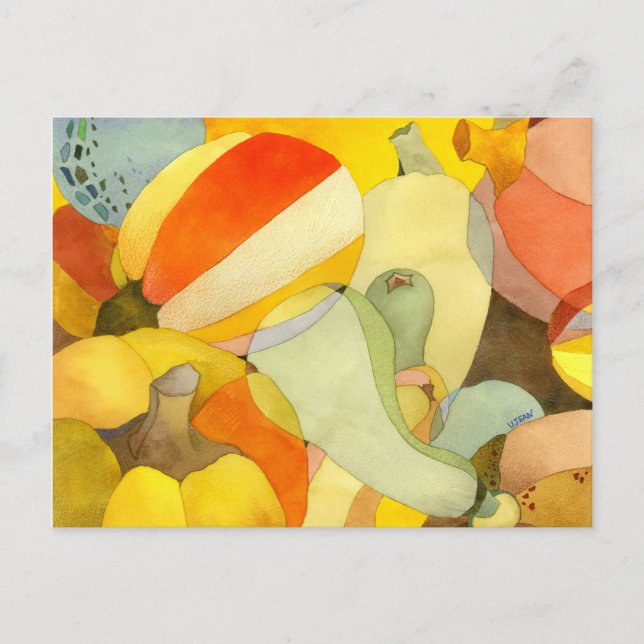 Cartão Postal Receita da cozinha de abóboras e douradas (Frente)