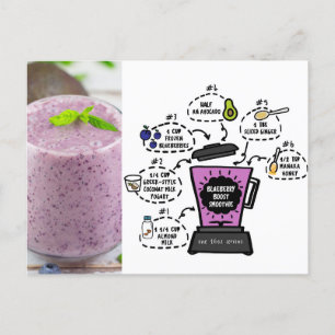 Cartão Postal receita de batida de mirtilo